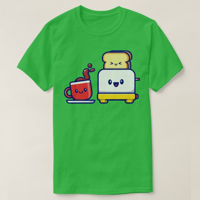Cute Coffee With Toaster Bread T-Shirt (Design vorne)