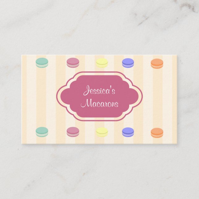 Cute coloré Macarons Carte de visite boulangerie (Devant)