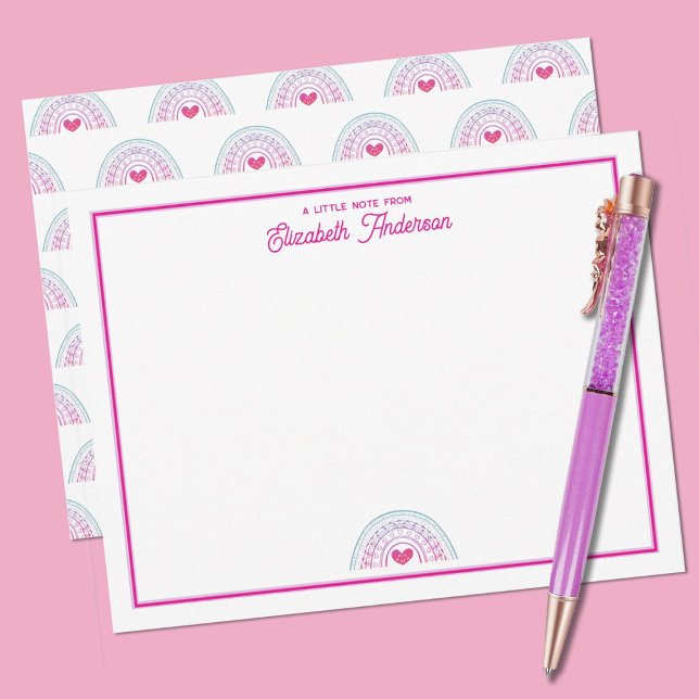 Cute Colorful Boho Rainbow Girls Stationery Mitteilungskarte (A cute boho rainbow girls note card. Personalize it with your name)