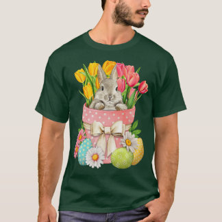 Cute Colorful Bunny Face Tie Dye red Heart flower  T-Shirt