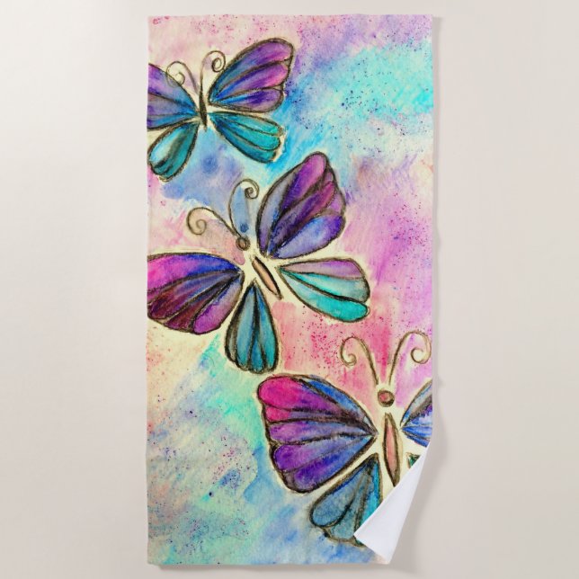 Cute Colorful Butterflies - Strandtuch (Vorderseite)