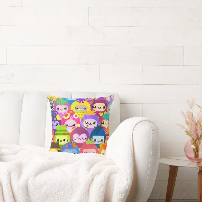 Cute Colorful Cartoon People Characters Kissen (Liege)