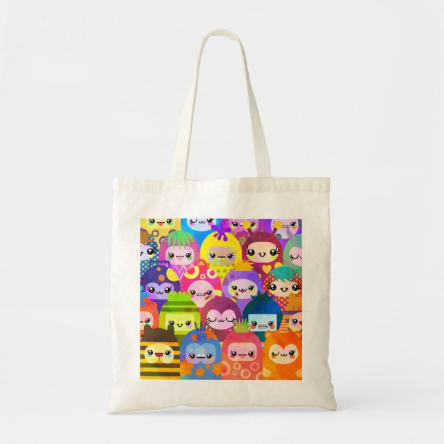 Cute Colorful Cartoon People Characters Tragetasche (Vorne)