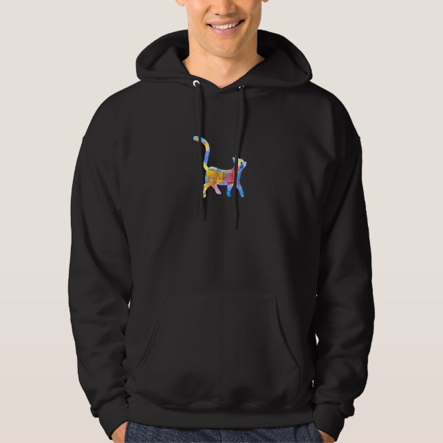 Cute Colorful Cat Art Hoodie (Vorderseite)