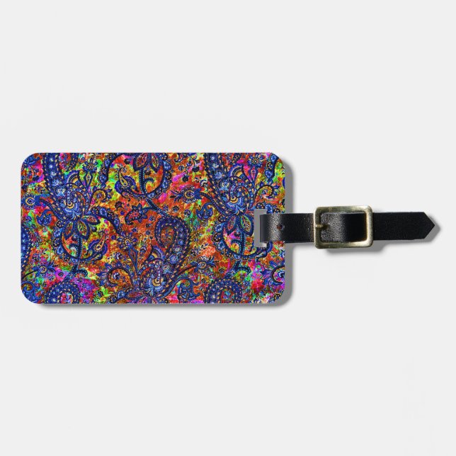 Cute colorful chakra pattern checkbook cover gepäckanhänger (Vorderseite horizontal)