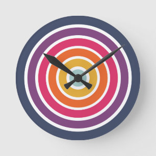 Cute Colorful Circles Pattern Round Clock Runde Wanduhr