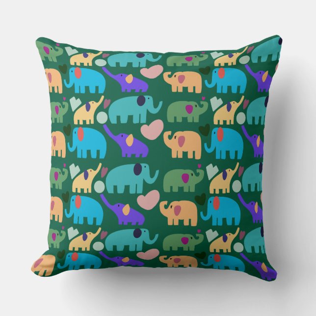 Cute Colorful Elephant Seamless Pattern Kissen (Vorderseite)