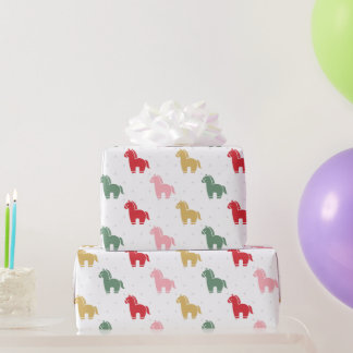 Cute Colorful Horses Dots Pattern 2026 Geschenkpapier