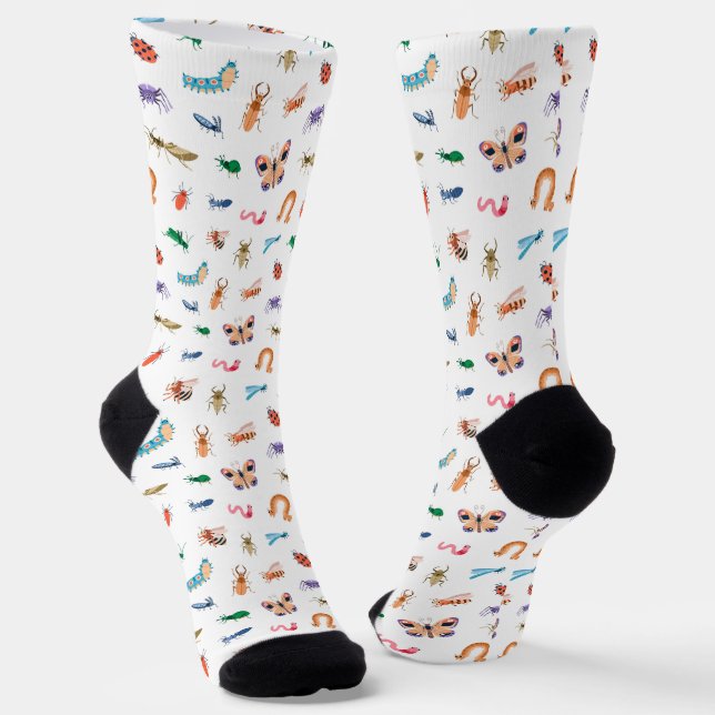 Cute Colorful Insect Pattern Socken (Gewinkelt)