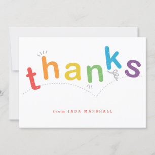 Cute Colorful Kids Rainbow Typ Dankeskarte