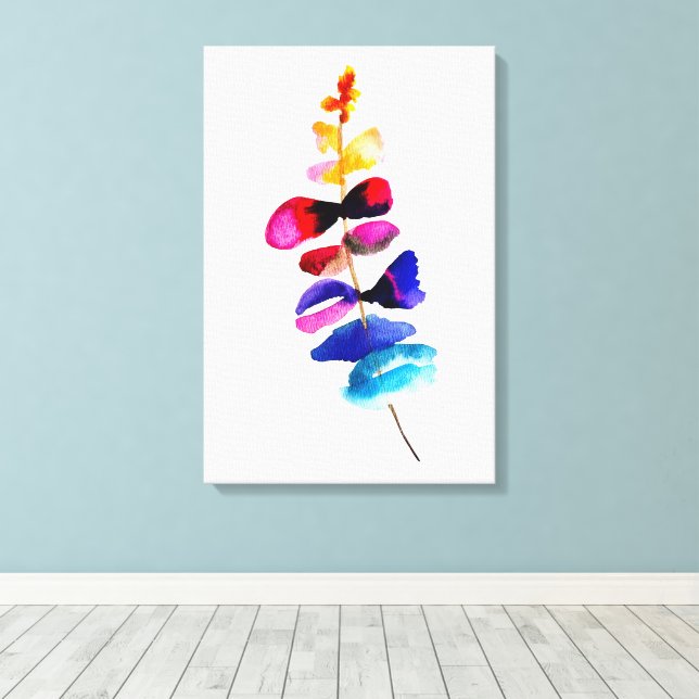 Cute colorful leaves watercolor leinwanddruck (Insitu (Holzboden))