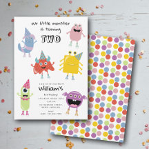 Cute Colorful Monsters Funny Kids Birthday Party