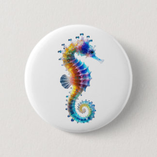 Cute Colorful Seahorses Button