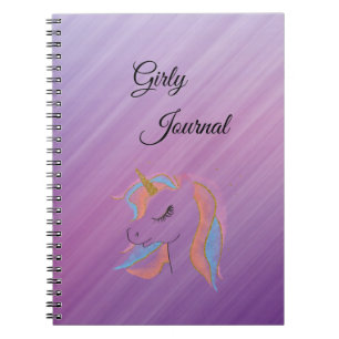 Cute,Colorfyl,Rainbow Unicorn,Diagonal Lines Notizblock