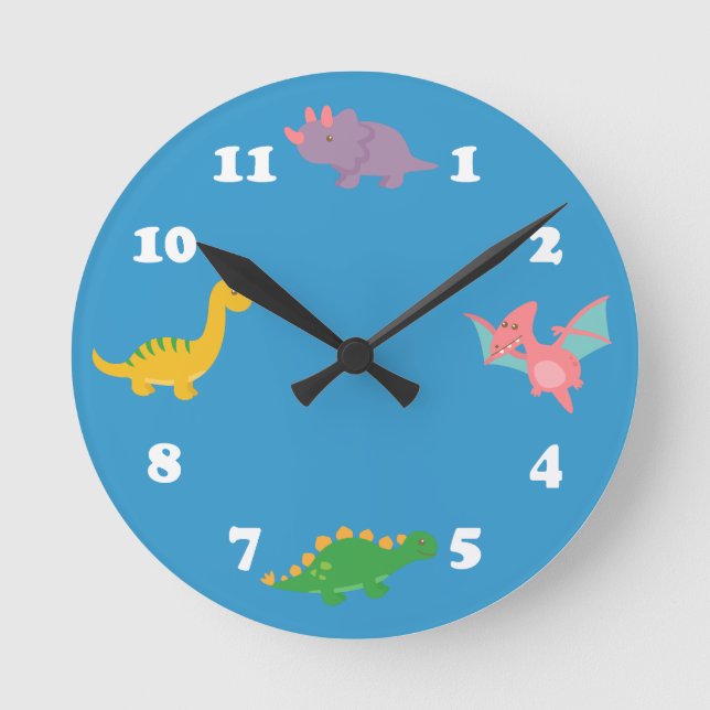 Cute Colourful Dinosaurs for Kids Bedroom Runde Wanduhr (Vorderseite)