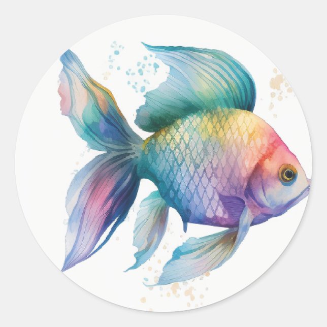 Cute Colourful Fish Runder Aufkleber (Vorderseite)