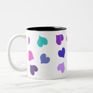 Cute colourful hearts zweifarbige tasse