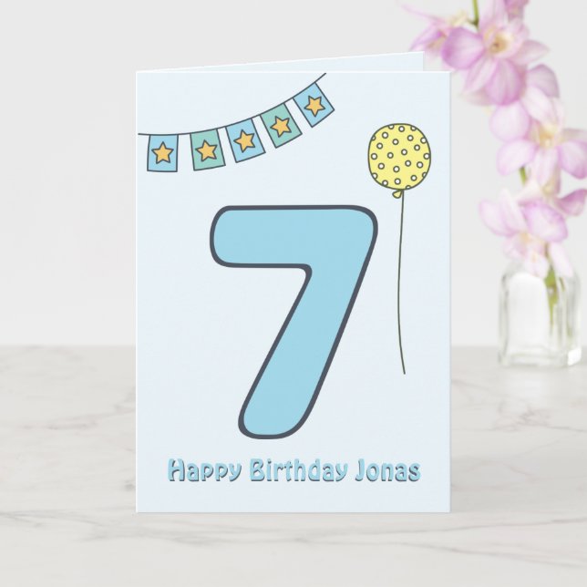 Cute Colourful Kids' 7th Birthday Postcard Karte (Orchidee)