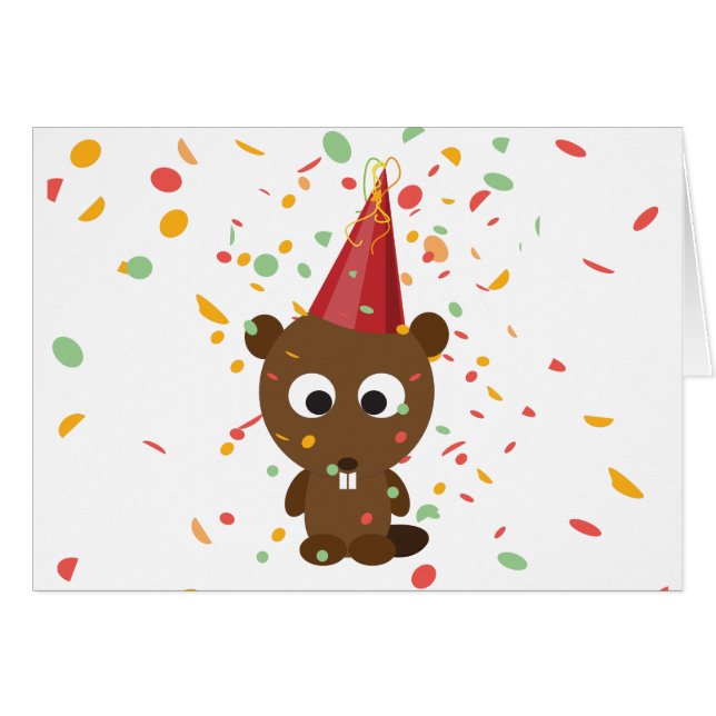 Cute Confetti Party Beaver (Devant Horizontal)