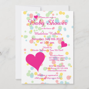 Cute confetti point bébé invitations de douche fil