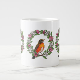 Cute Connecticut Bird With Kalmia latifolia Jumbo-Tasse