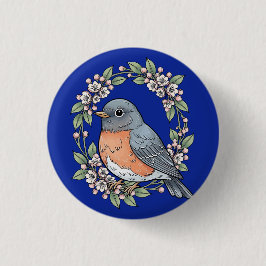 Cute Connecticut Bird With Mountain Laurel Button