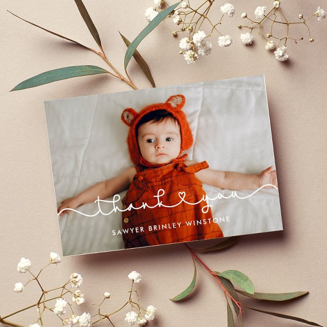Cute connecting heart font Baby shower thank you Dankeskarte (Von Creator hochgeladen)