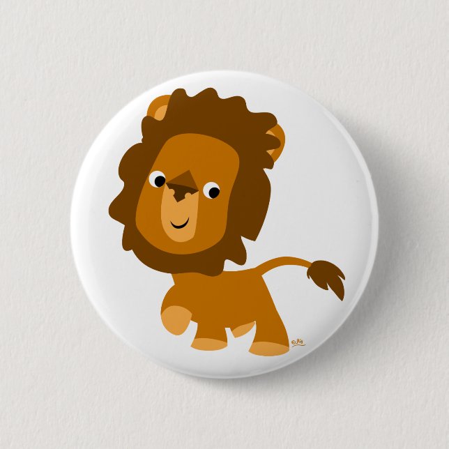 Cute Content Cartoon Lion Button Badge (Vorderseite)
