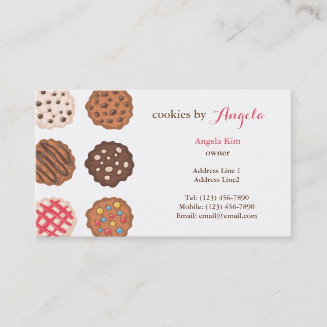 Cute Cookies Cookie Business Bakery Carte de visit (Devant)