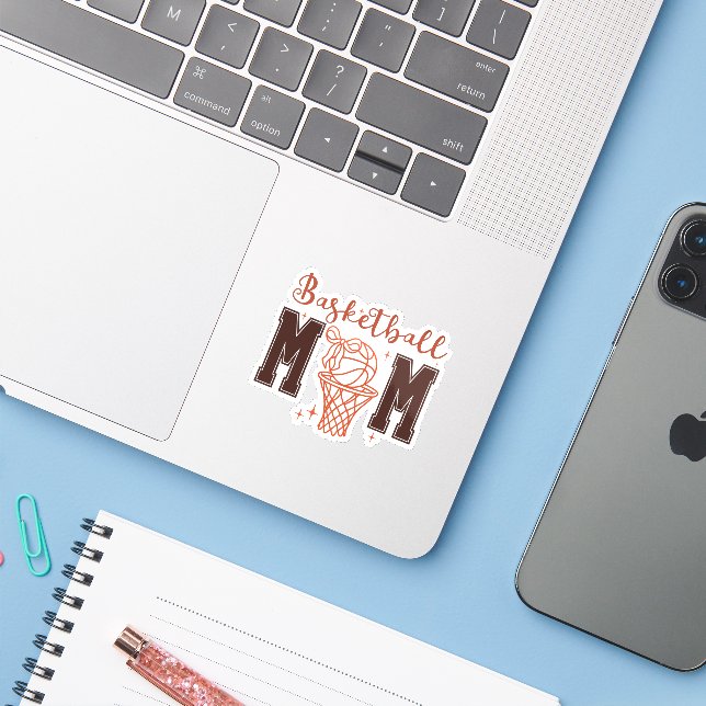 Cute Coquette Basketball Mom Aufkleber (Laptop mit iPhone)