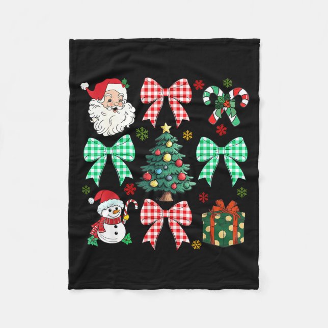 Cute Coquette Bow Christmas Tree Santa Gingerbread Fleecedecke (Vorderseite)