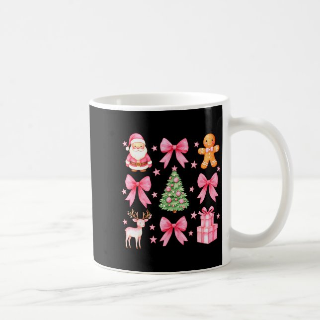 Cute Coquette Bow Nk Christmas Tree Santa Gingerbr Kaffeetasse (Rechts)