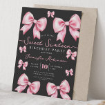 Cute Coquette Bow Sweet 16 Birthday Pink Black  Einladung<br><div class="desc">Celebrate in Style with Girly Coquette Bow Sweet 16 Invitation. Make your Sweet 16 party unforgettable with the Girly Coquette Bow invitation. Customize with your party details for a chic and elegant touch.</div>