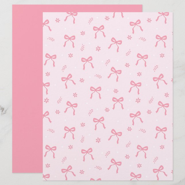 Cute Coquette Bows and Blossoms Scrapbook Paper (Vorne/Hinten)