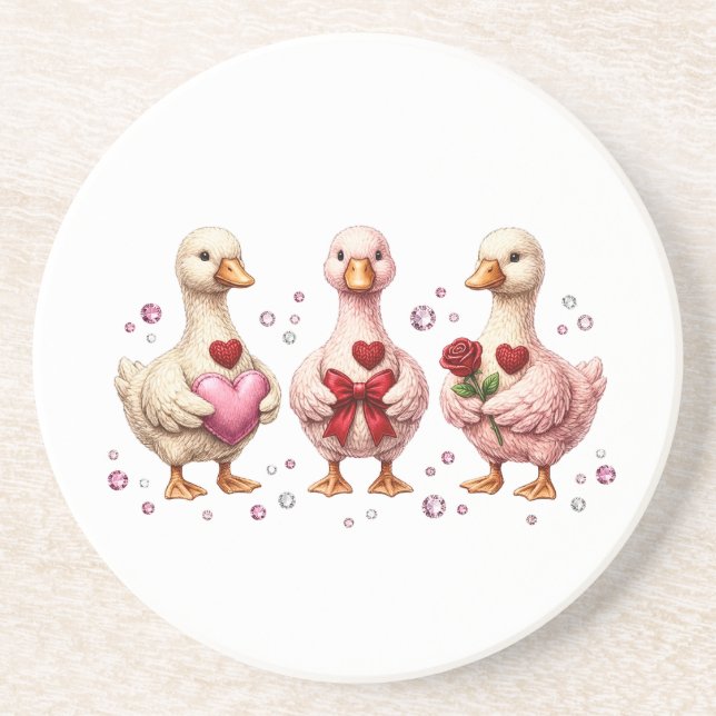 Cute Coquette geese friends  Getränkeuntersetzer (Vorne)