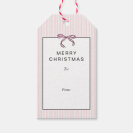 Cute Coquette Pink Bow Merry Christmas Geschenkanhänger
