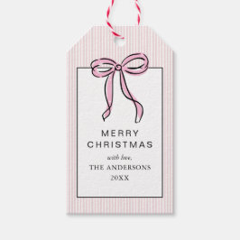 Cute Coquette Pink Bow Merry Christmas Geschenkanhänger
