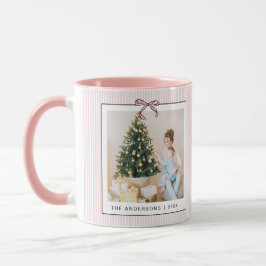 Cute Coquette Pink Bow Photo Christmas Tasse