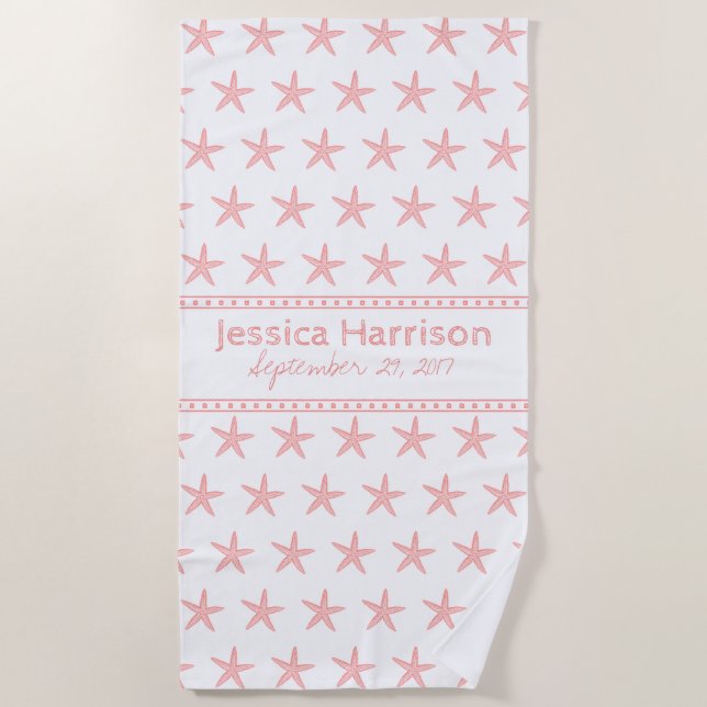 Cute Coral Starfish Serviette de plage personnalis (Devant)