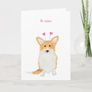Cute corgi 'be mine' Carte de Saint Valentin