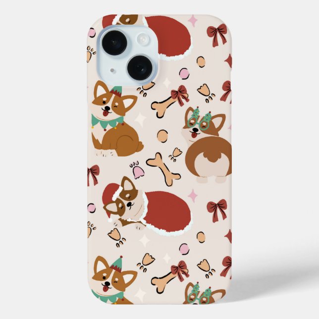 Cute Corgi Christmas Holiday Seamless Pattern Case-Mate iPhone Hülle (Rückseite)