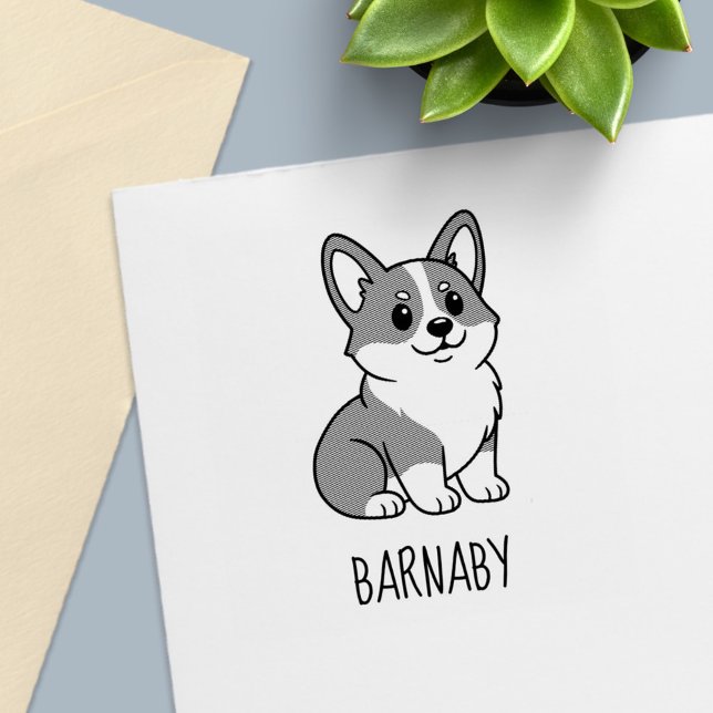 Cute Corgi Dog Custom Name Permastempel (Von Creator hochgeladen)