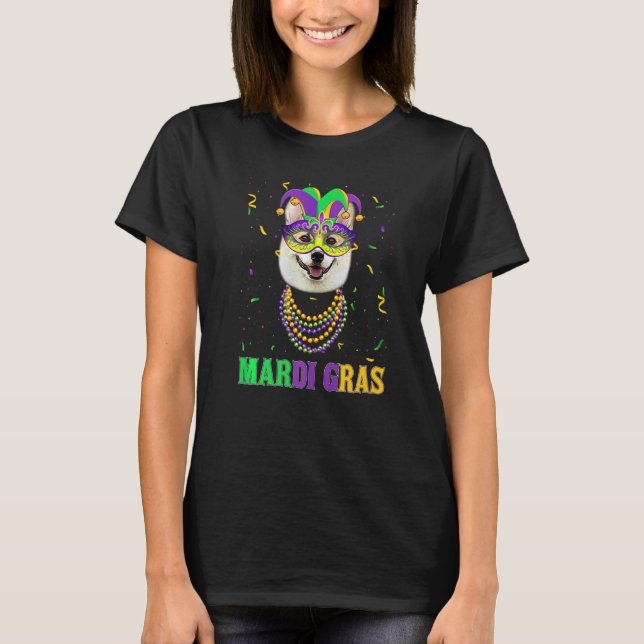 Cute Corgi Dog Lover Mardi Gras Carnival Party Fes T-Shirt (Vorderseite)