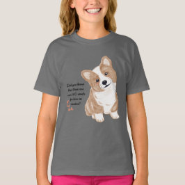 Cute Corgi Puppy Love Kids Graphic Gray T-Shirt