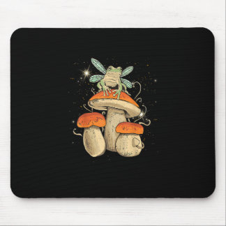 Cute Cottagecore Mushroom Frog Goblincore Style Mousepad