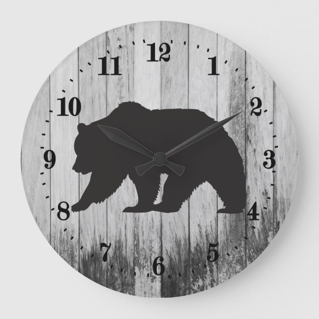 Cute Country black bear Große Wanduhr (Vorderseite)