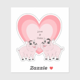 Cute couple of pink piggy aufkleber