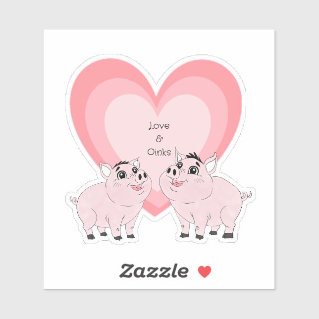 Cute couple of pink piggy aufkleber (Blatt)