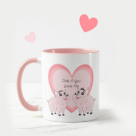 Cute couple of pink piggy tasse