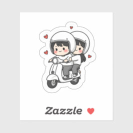 Cute Couple Scooter Trip | Romantic Travel Love  Aufkleber